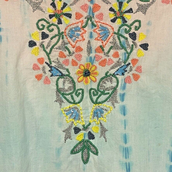Sundance Women's Embroidered Beaded Tunic Swim Coverup SZ S Tie Dye Ombre Sequin - Picture 7 of 15